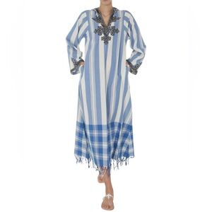 Tory Burch Long Caftan like new with beadwork embroidery sz 12